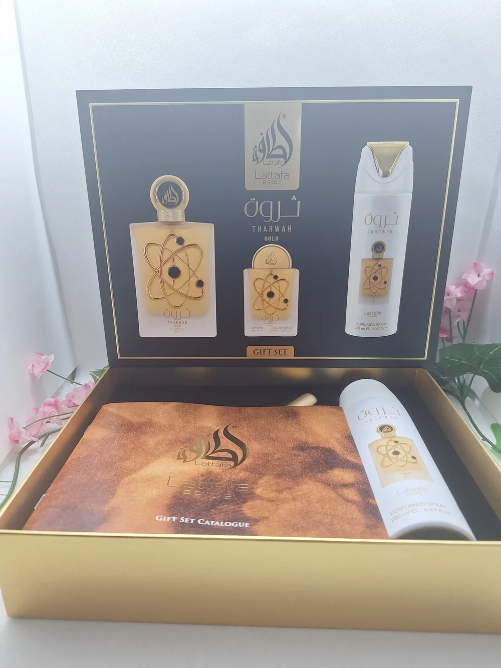 Lattafa Tharwah Gold Gift Set Fragrances.